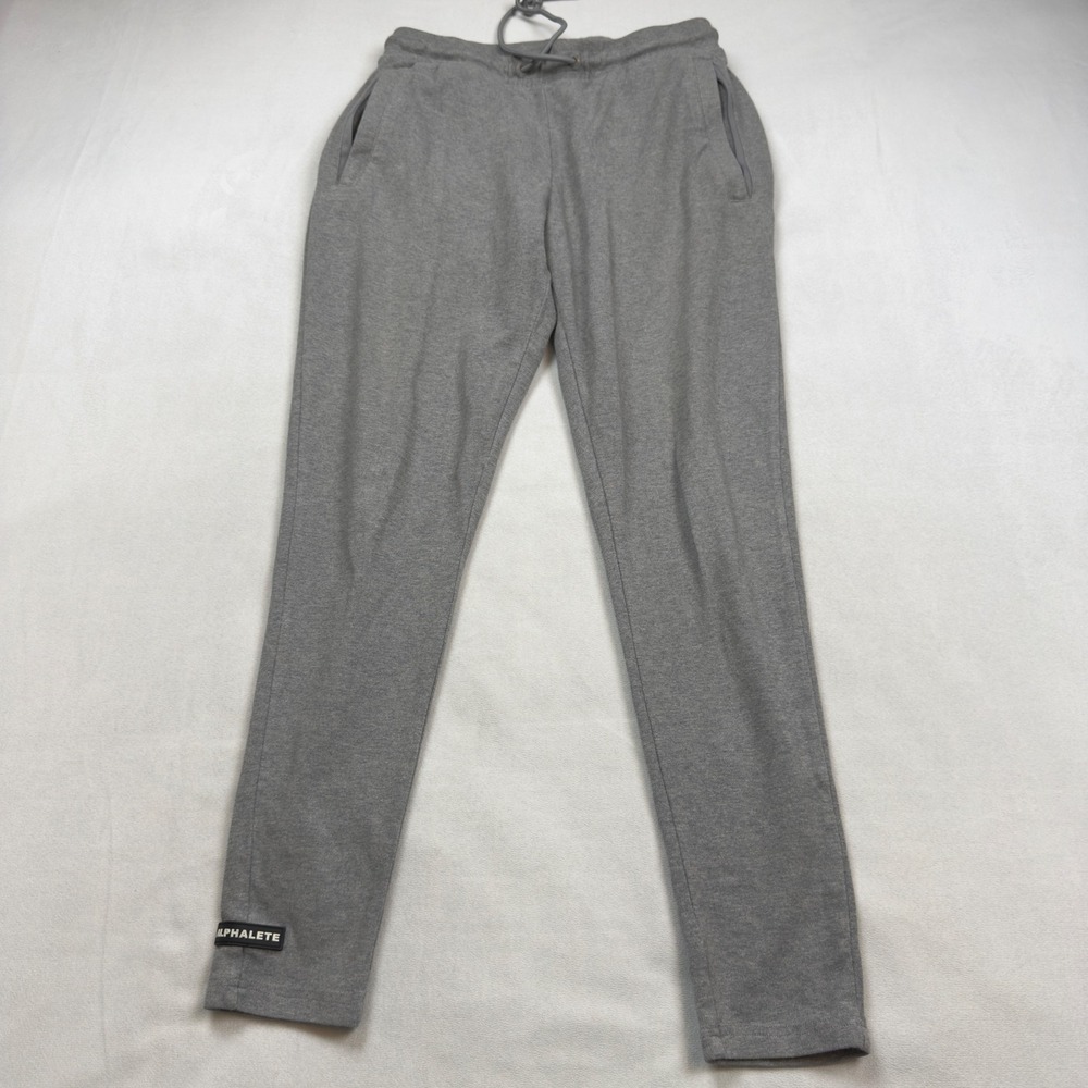 Alphalete Mens Tapered Joggers Gray Athletic Gym Sweatpants Size M Zip Pockets - Picture 1 of 9